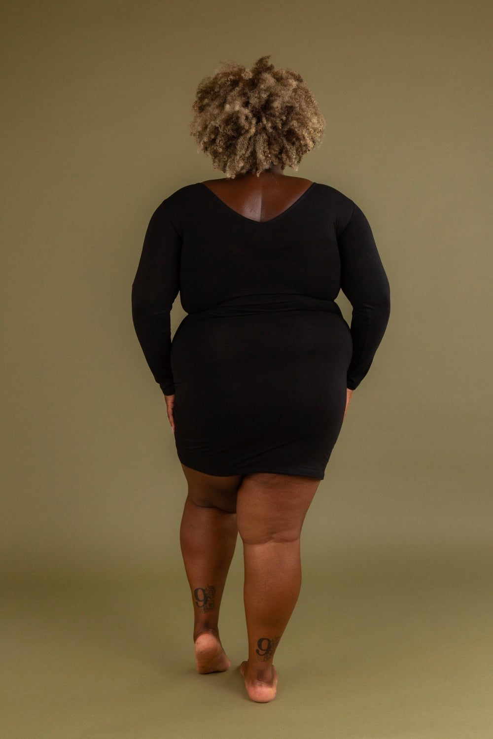 Reversible V - neck Mini Dress in Black - Manners London