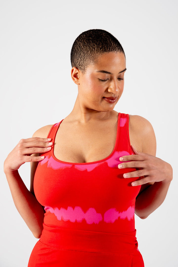 Shinni Neck Full Length Tank Top In Blot Red - Manners London