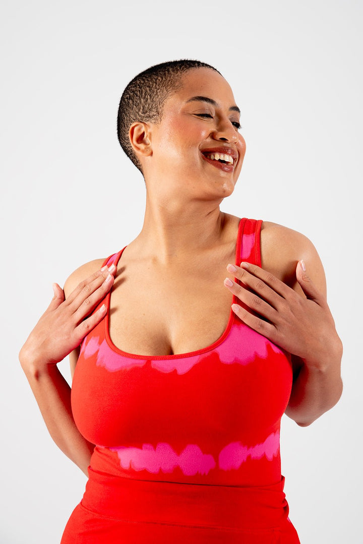 Shinni Neck Full Length Tank Top In Blot Red - Manners London