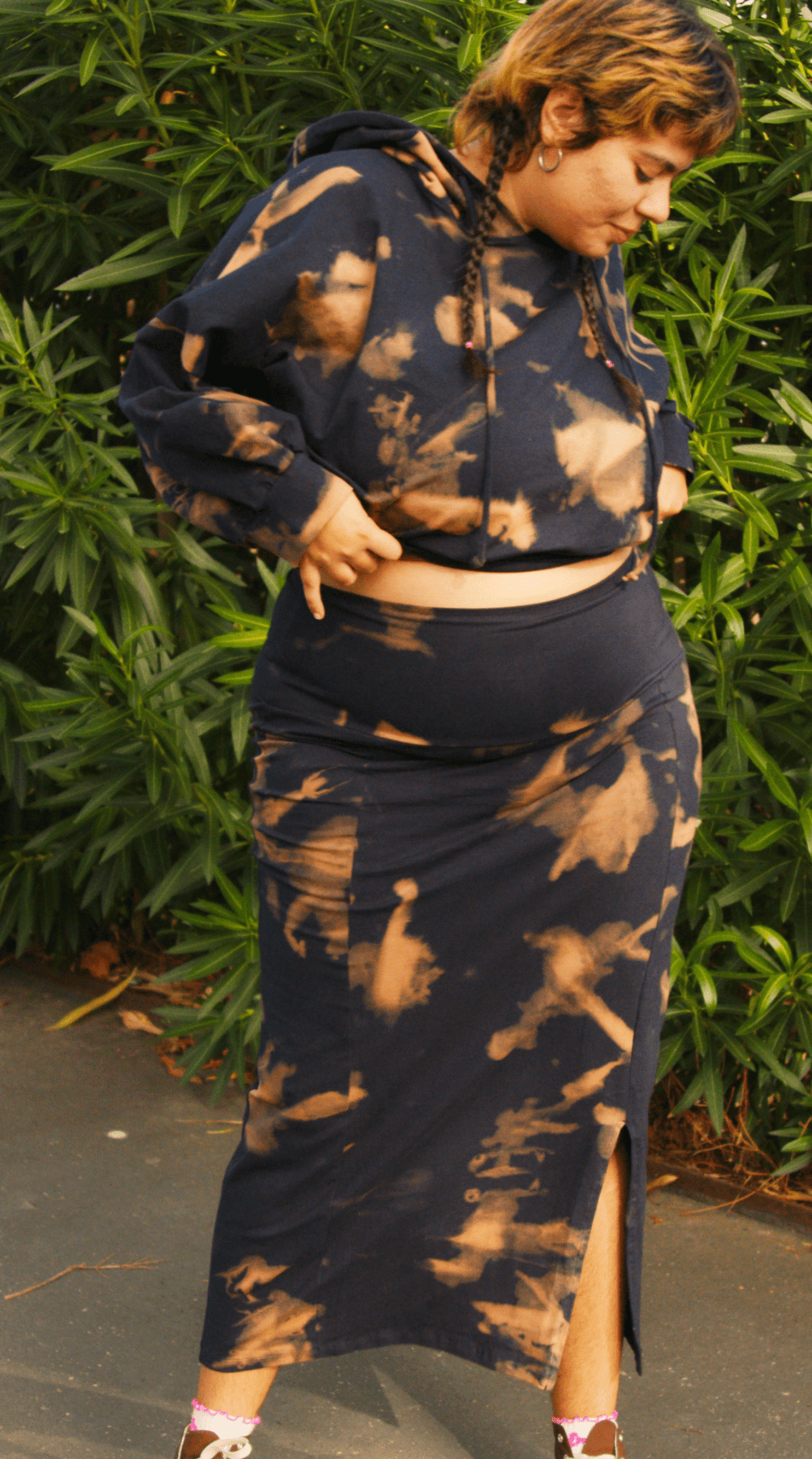 Split Midi Skirt in Acid Wash - Manners London