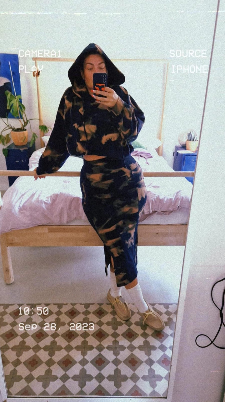 Split Midi Skirt in Acid Wash - Manners London