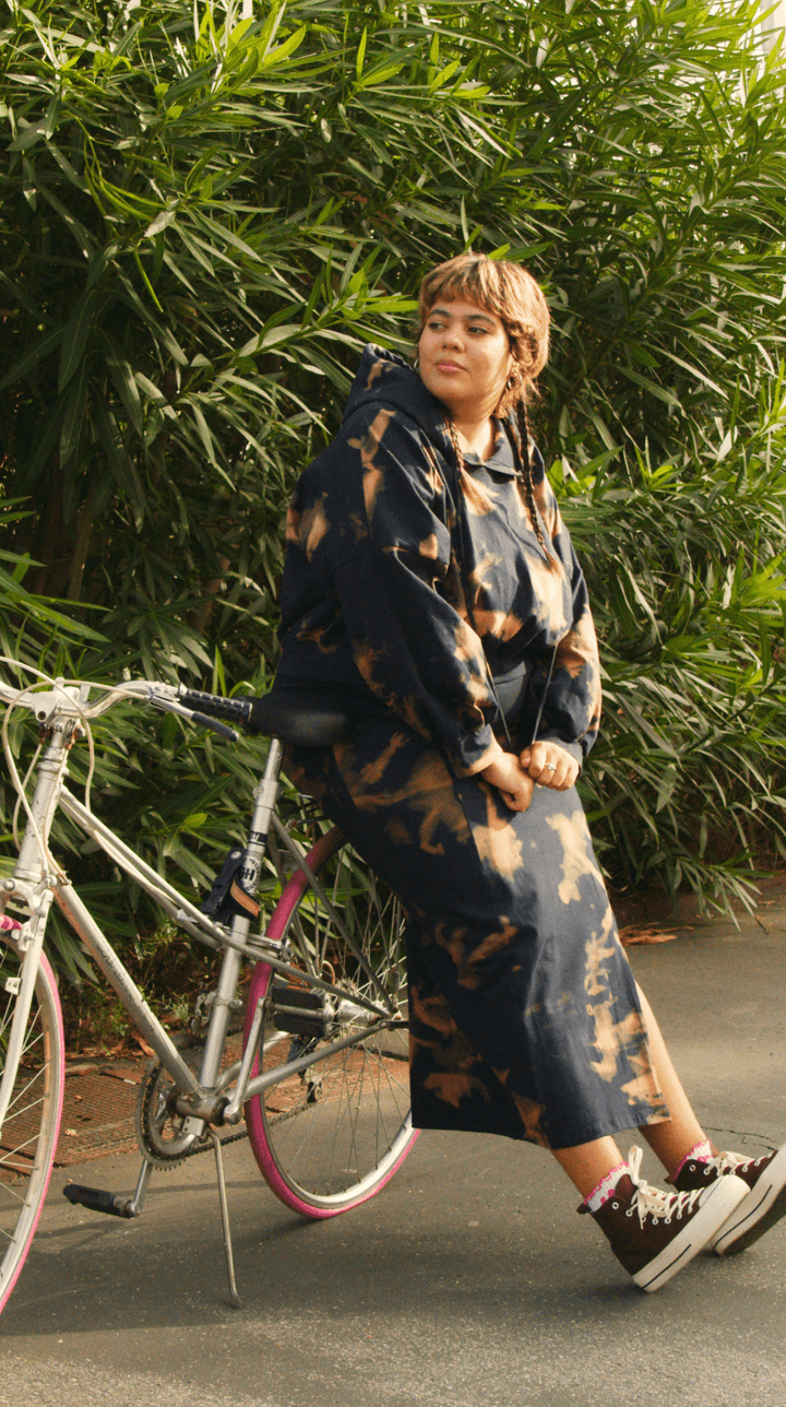 Split Midi Skirt in Acid Wash - Manners London