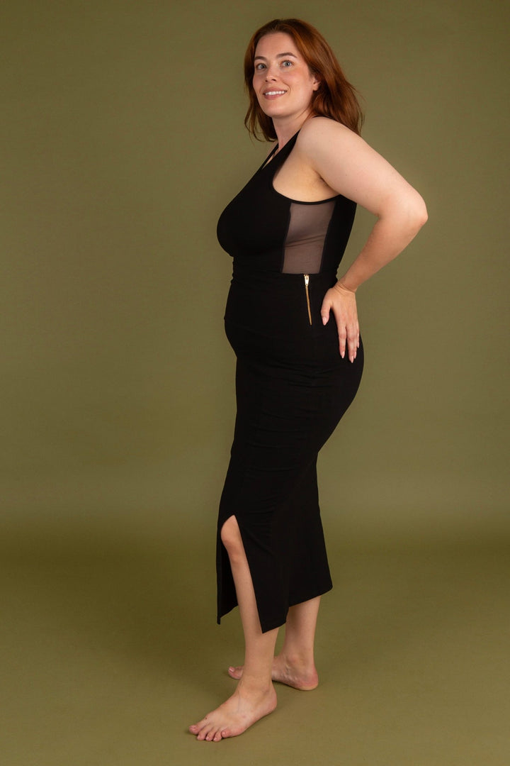 Split Midi Skirt in Black - Manners London