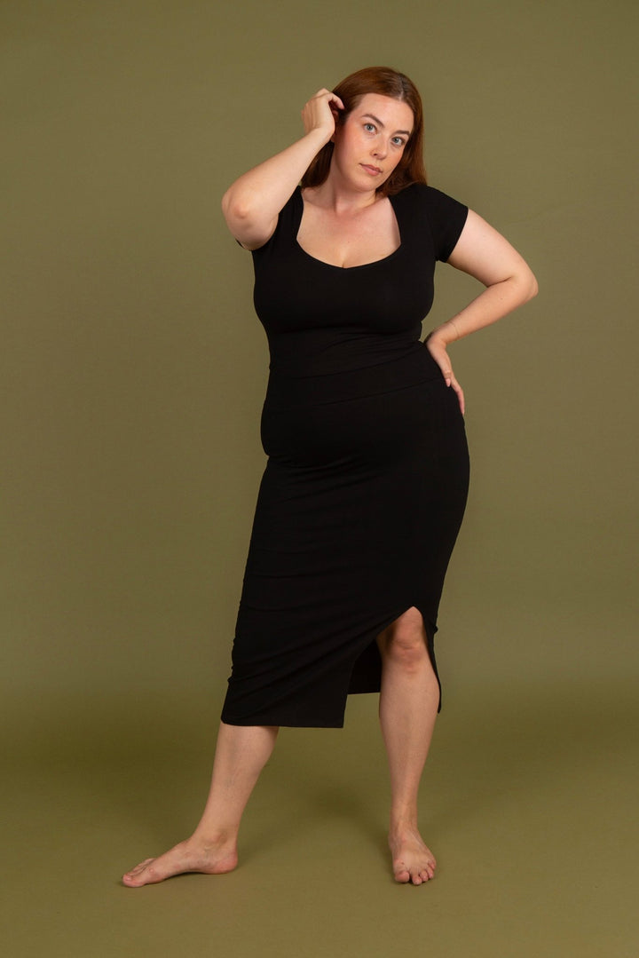 Split Midi Skirt in Black - Manners London