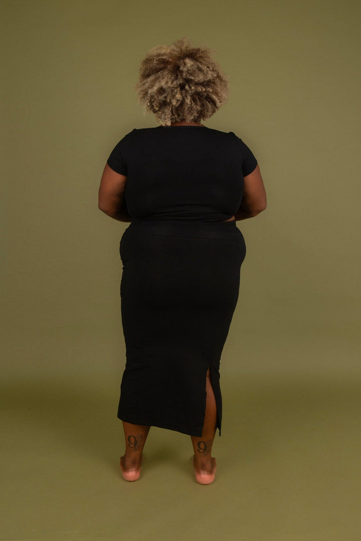 Split Midi Skirt in Black - Manners London