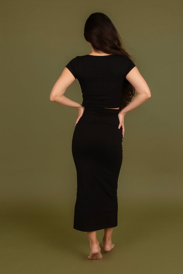 Split Midi Skirt in Black - Manners London