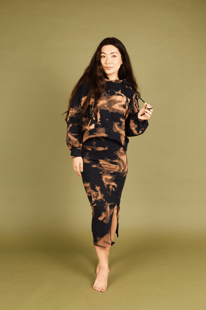 Split Midi Skirt Petite in Acid Wash - Manners London