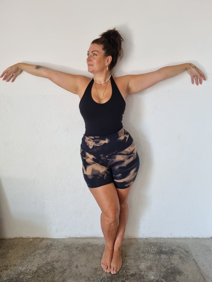 Super High Waisted Tib Cycle Shorts in Acid Wash - Manners London