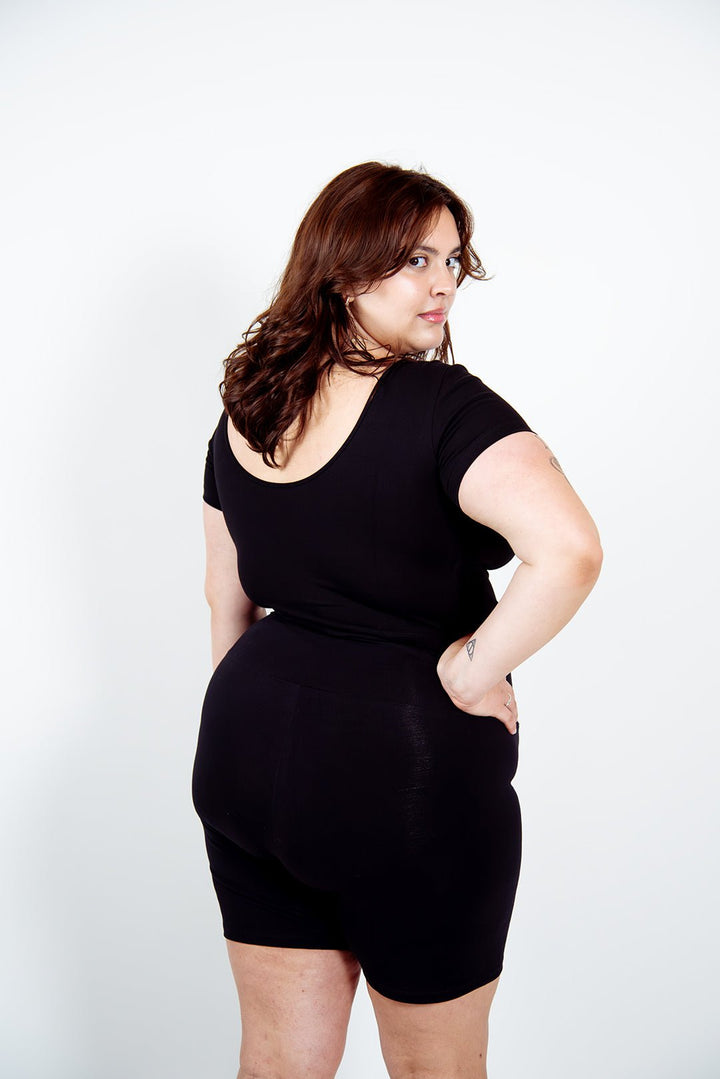 Super High Waisted Tib Cycle Shorts in Black - Manners London