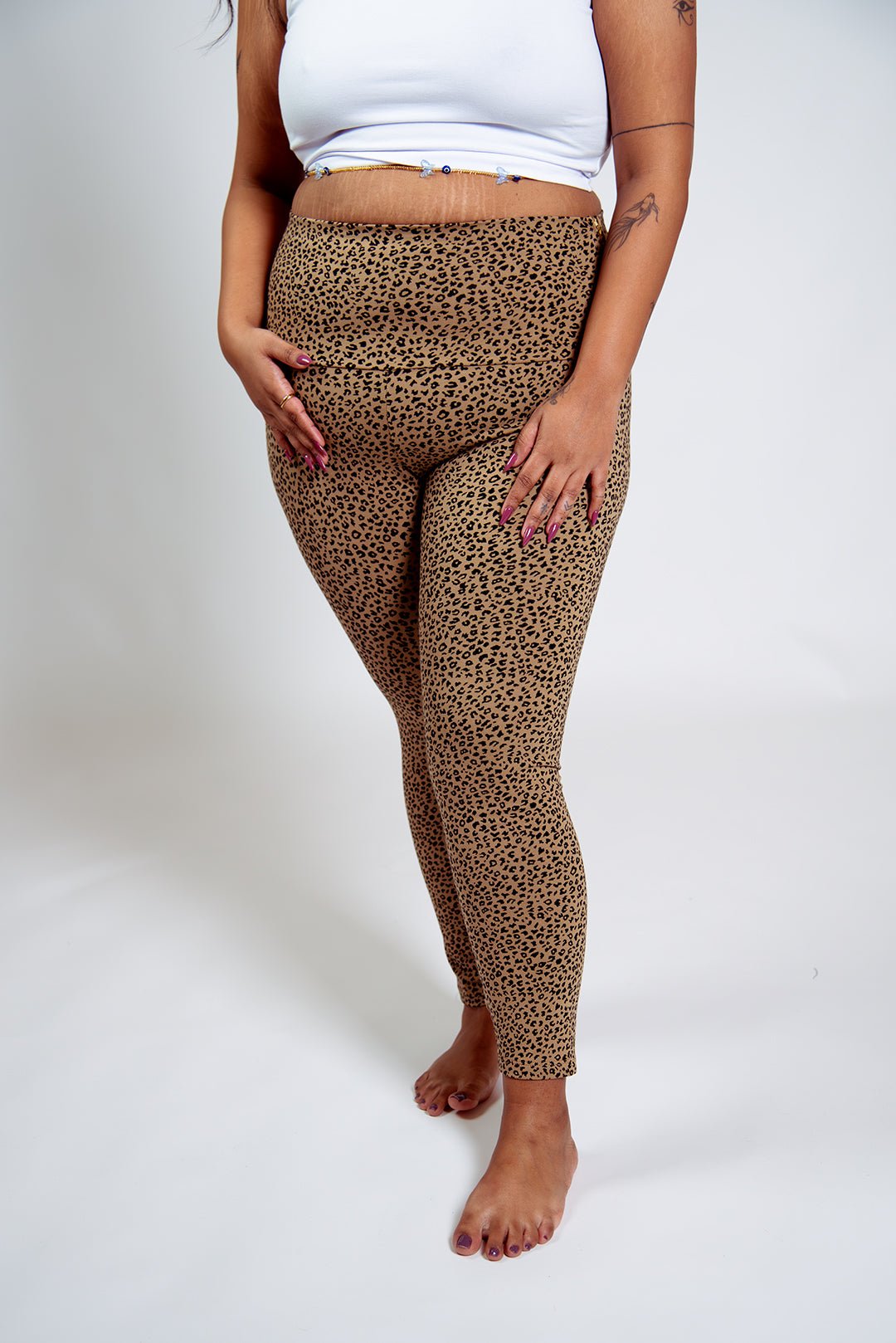 Super High Waisted Tib Pant Petite in Classic Leopard - Manners London