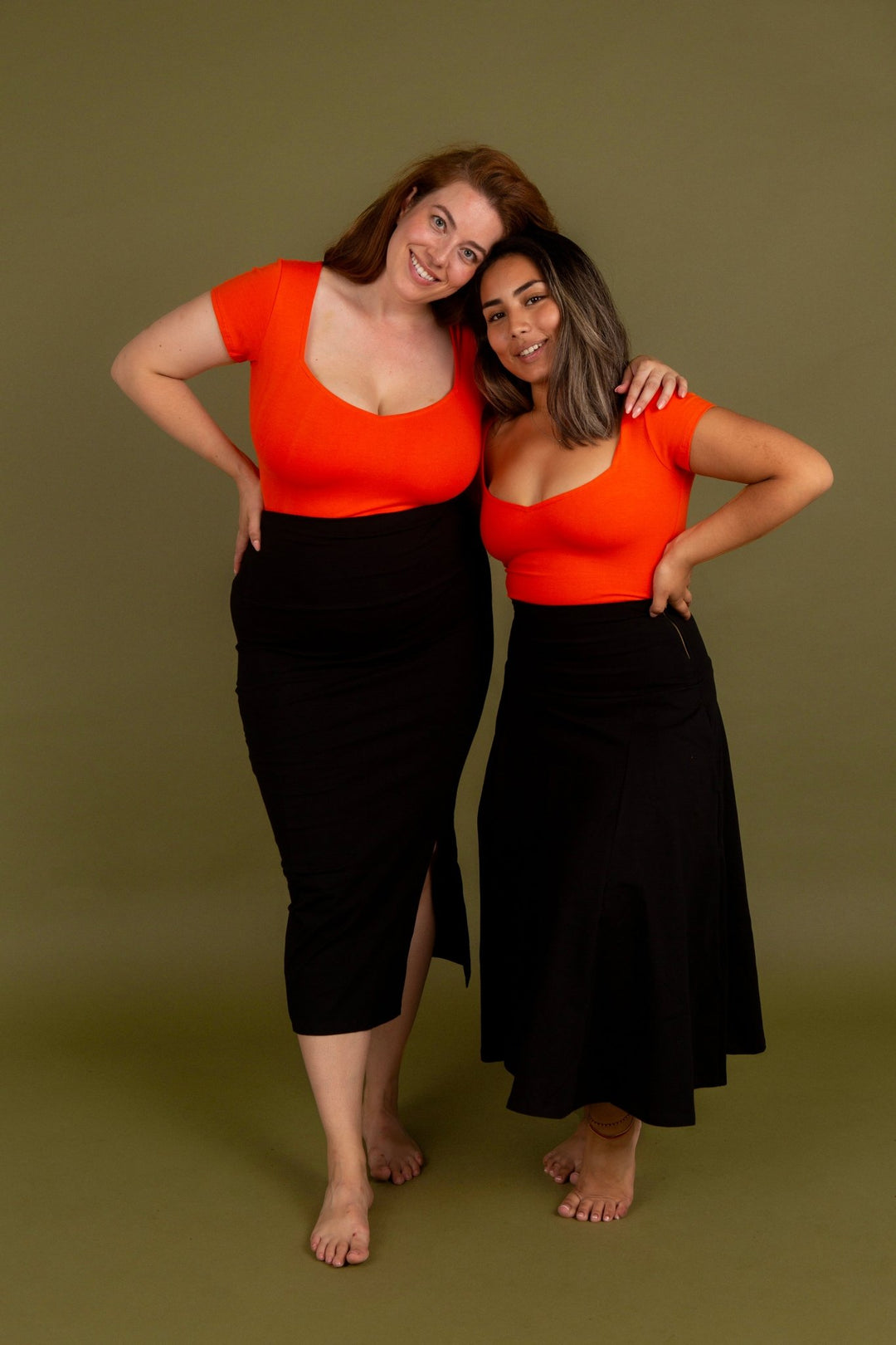 Sweetheart Full Length Top in Flame - Manners London