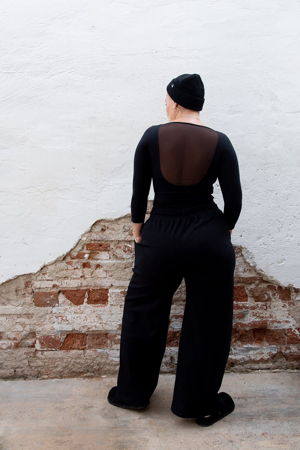 Trackie Trousers Wide Leg Regular in Black - Manners London