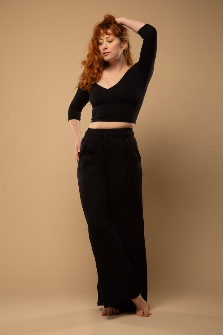 Trackie Trousers Wide Leg Tall in Black - Manners London