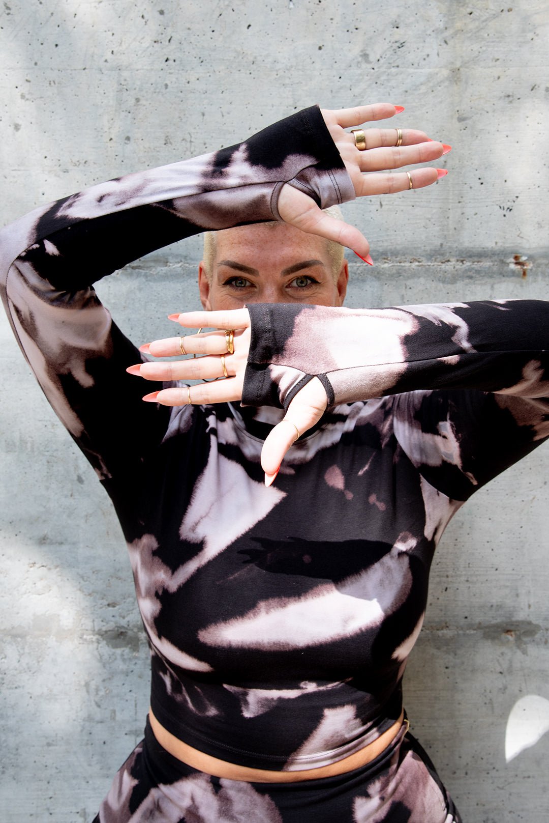 Turtle Neck Long Sleeve Crop Top with Hole in Hujan Manis - Manners London