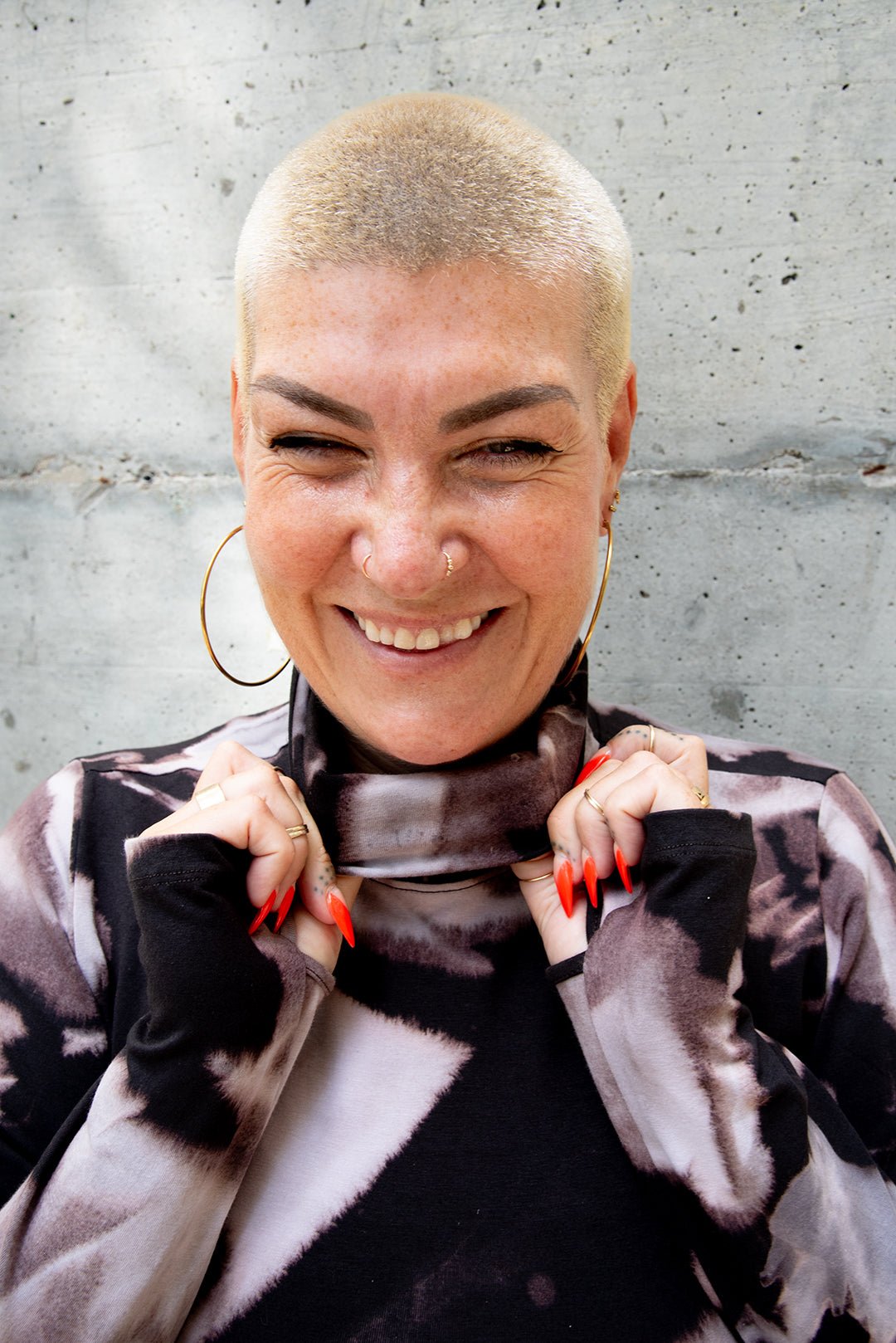 Turtle Neck Long Sleeve Full Length Top with Hole in Hujan Manis - Manners London