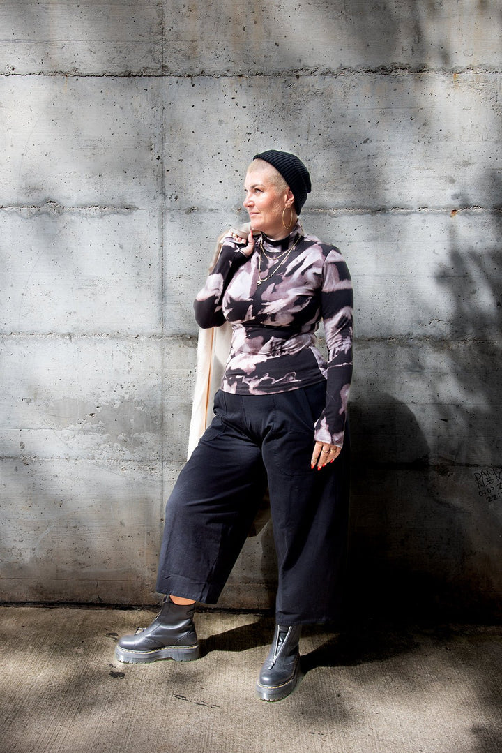 Turtle Neck Long Sleeve Full Length Top with Hole in Hujan Manis - Manners London