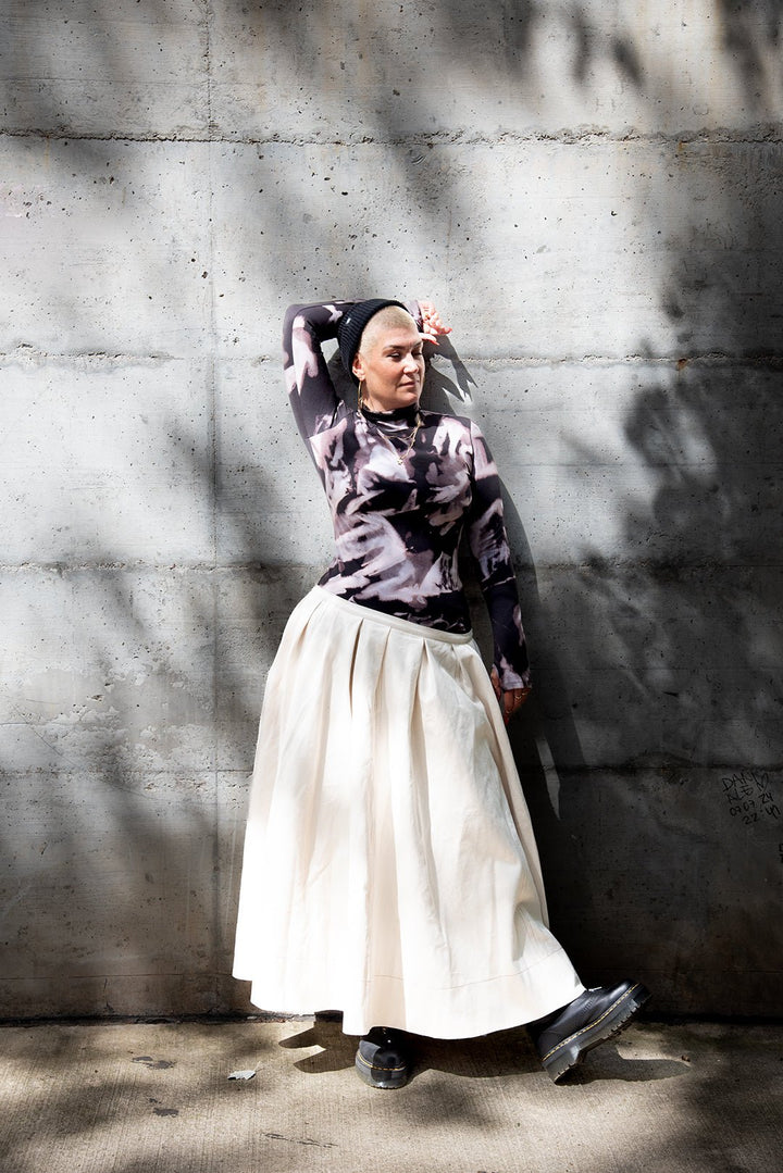 Turtle Neck Long Sleeve Full Length Top with Hole in Hujan Manis - Manners London