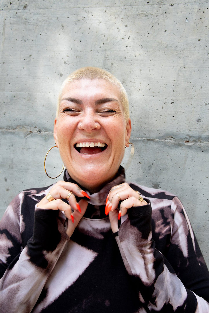 Turtle Neck Long Sleeve Full Length Top with Hole in Hujan Manis - Manners London