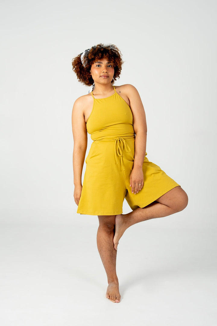 Wide Leg Shorts In Mustard Seed - Manners London