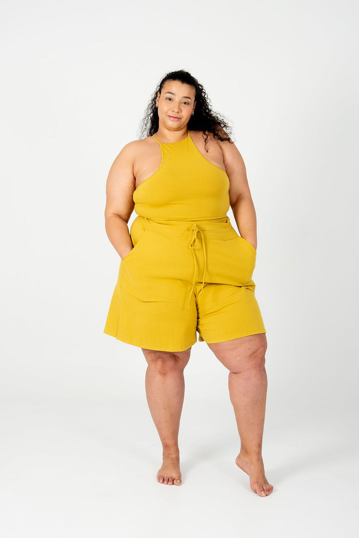 Wide Leg Shorts In Mustard Seed - Manners London