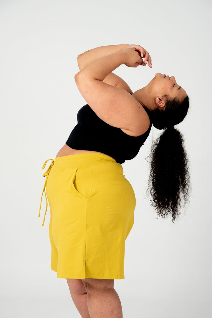Wide Leg Shorts In Mustard Seed - Manners London
