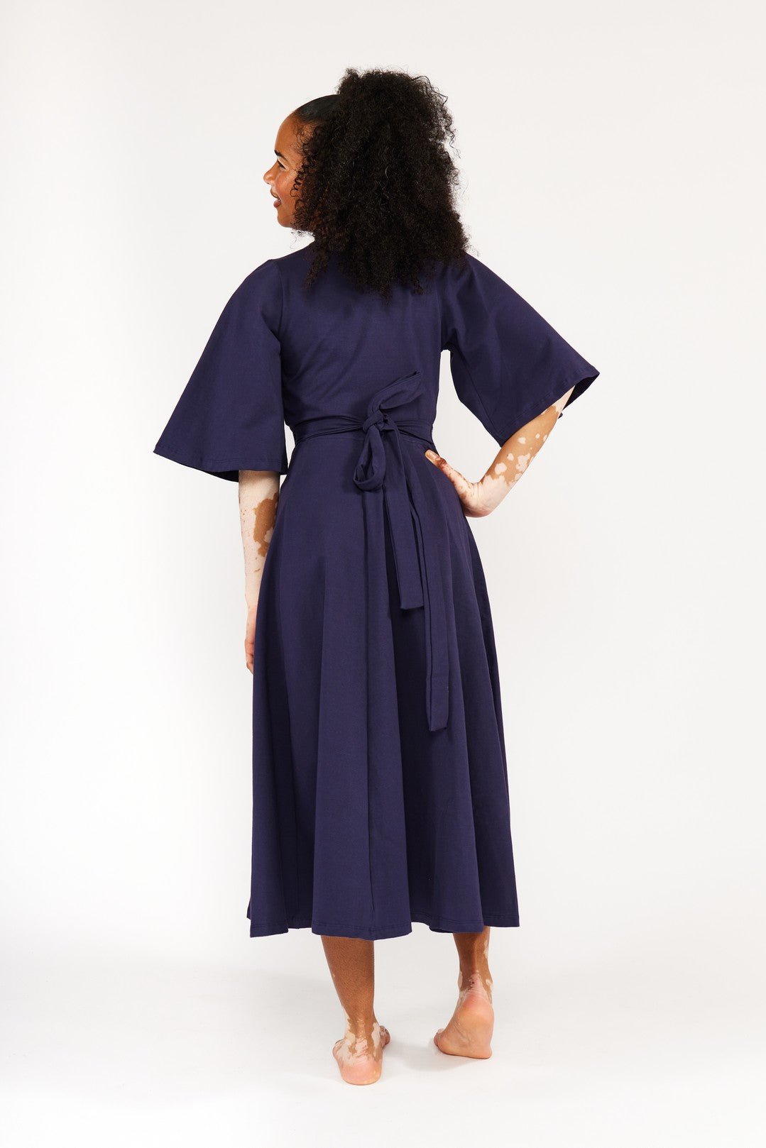 Wide Sleeve Wrap Midi Dress In Eclipse Limited Edition - Manners London