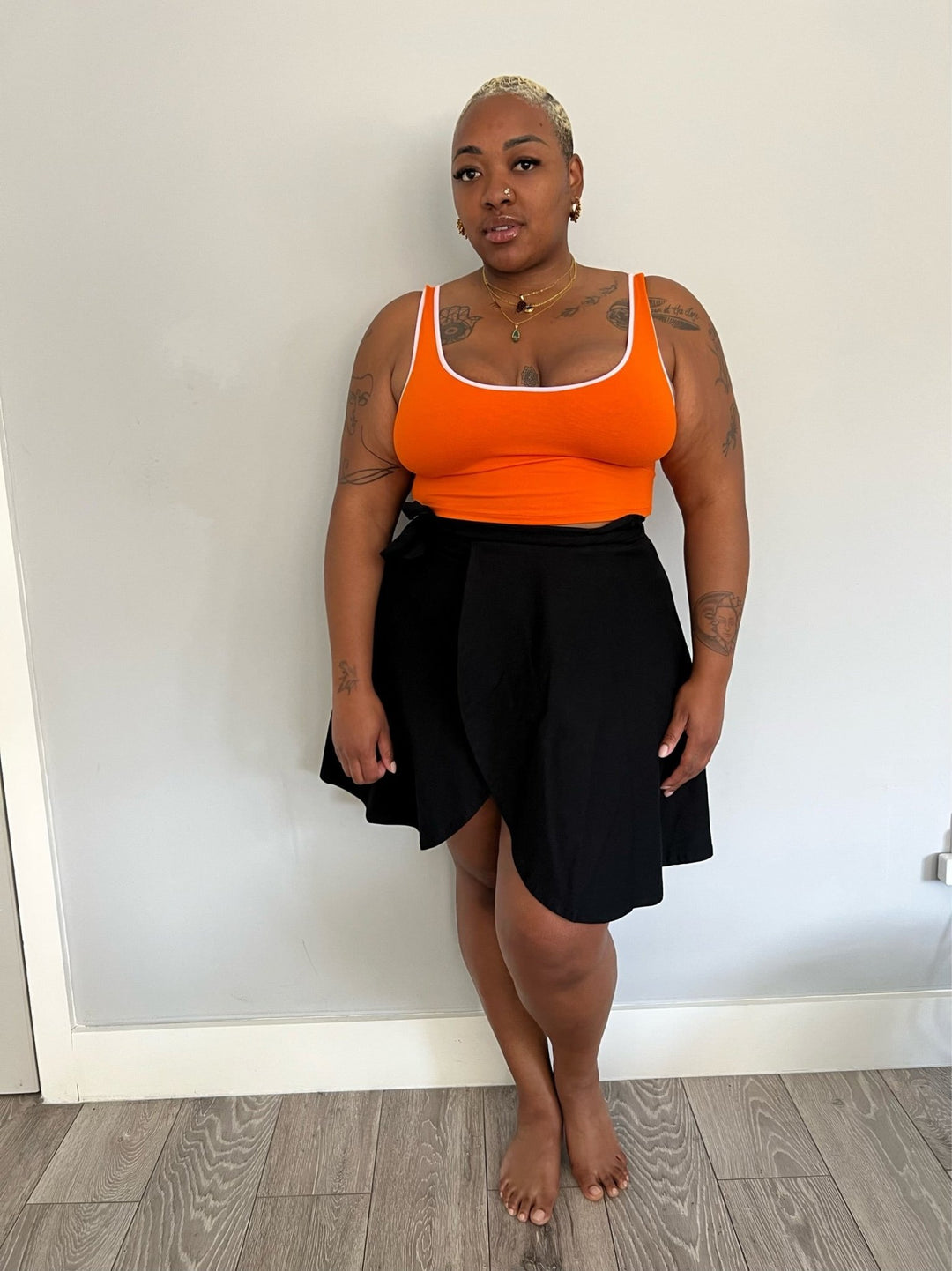 Wrap Mini Skirt in Black - Manners London