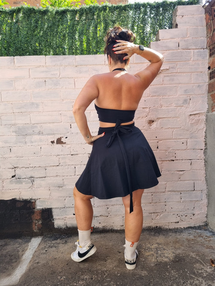 Wrap Mini Skirt in Black - Manners London