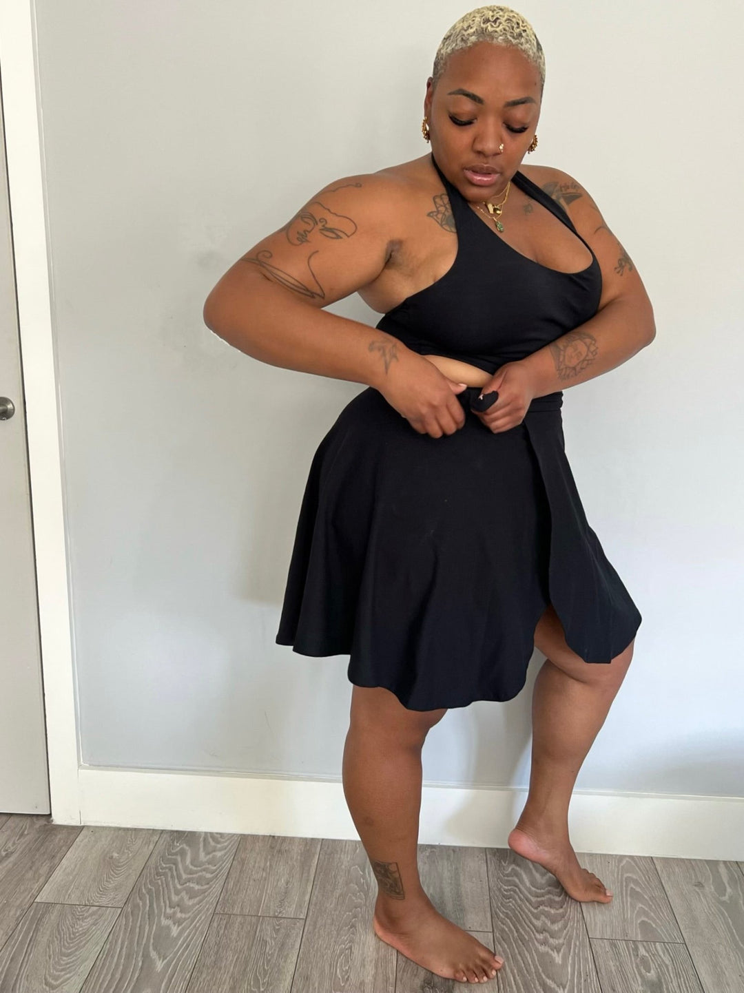 Wrap Mini Skirt in Black - Manners London