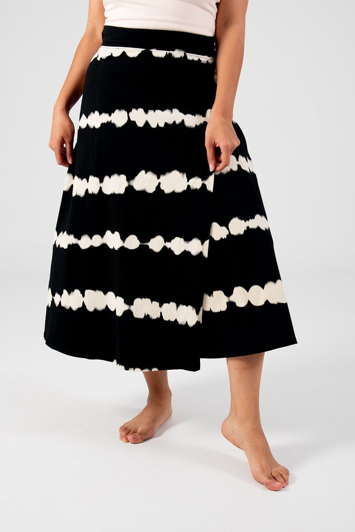 Wrap Skirt Long in Blot Black - Manners London