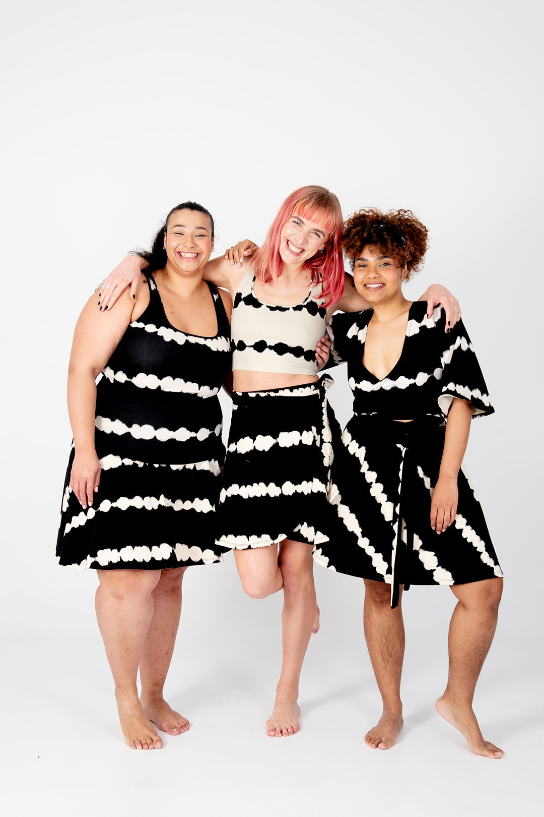 Womens Clothing Plus Size Black And White Striped Mini Skirt