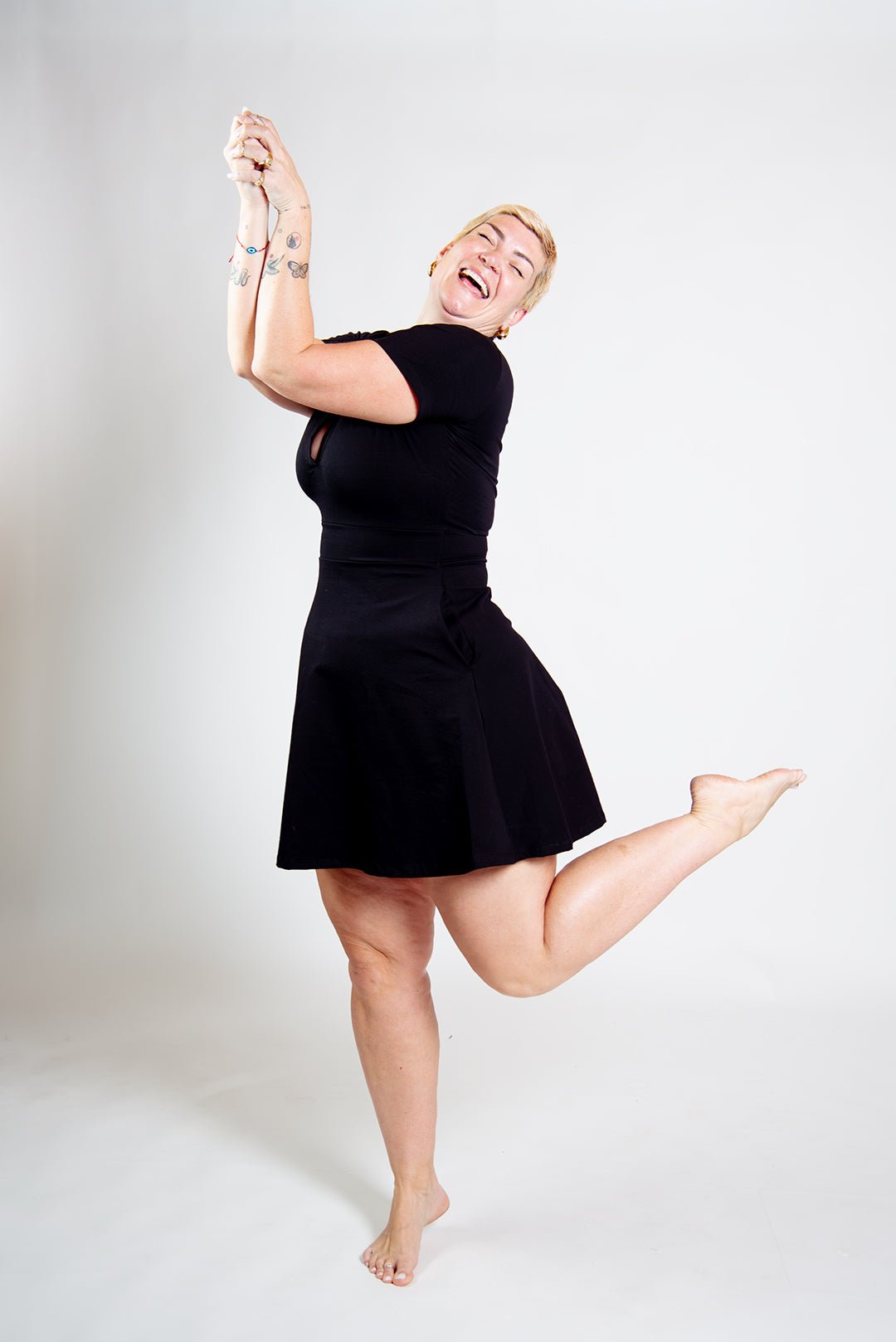 Zaba Dress Mini A - Line in Black - Manners London