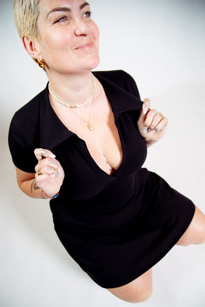 Zaba Dress Mini A - Line in Black - Manners London