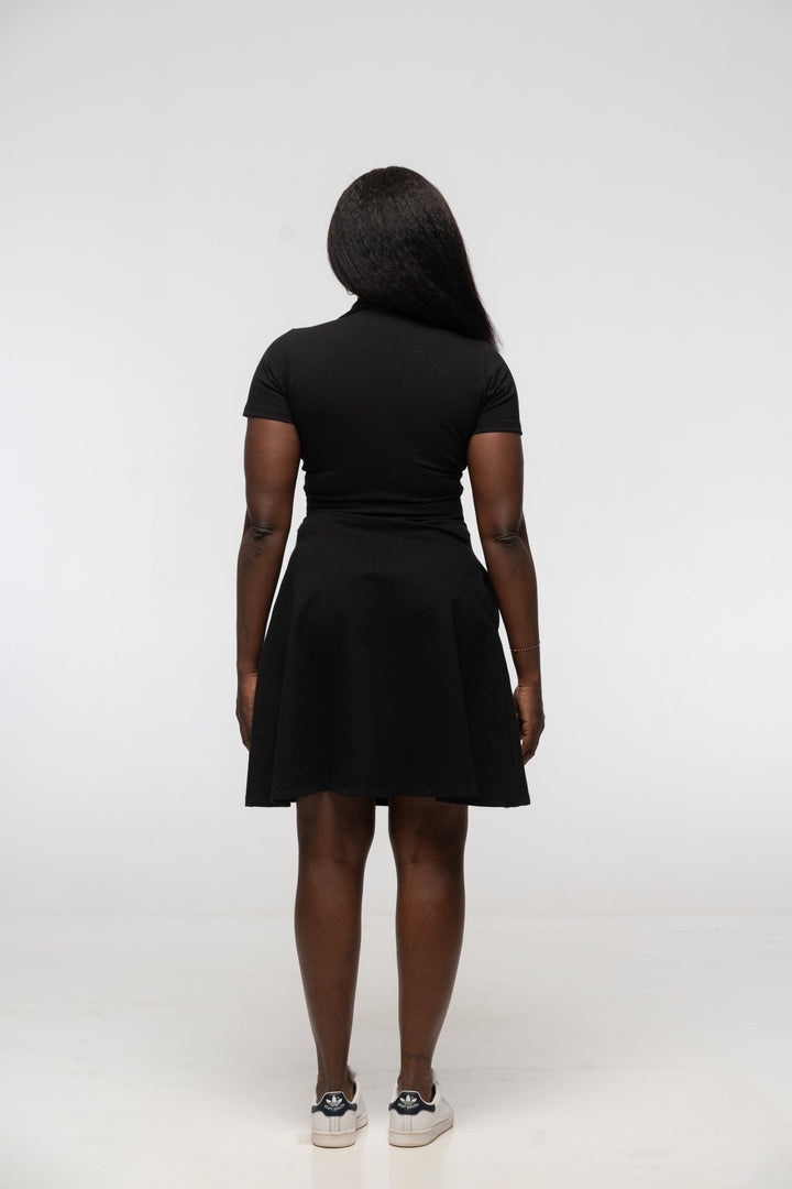 Zaba Dress Mini A - Line in Black - Manners London