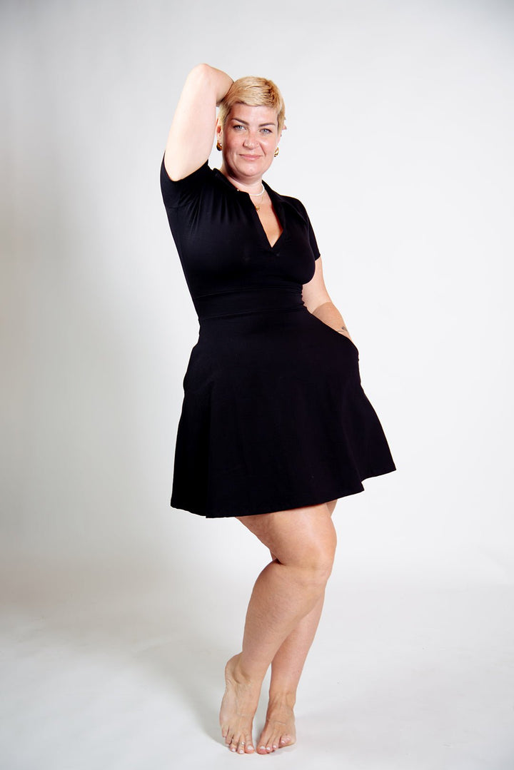 Zaba Dress Mini A - Line in Black - Manners London