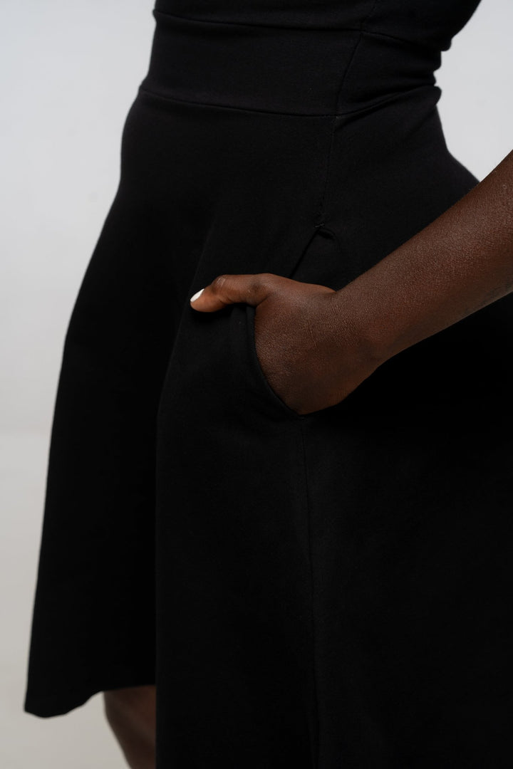 Zaba Dress Mini A - Line in Black - Manners London