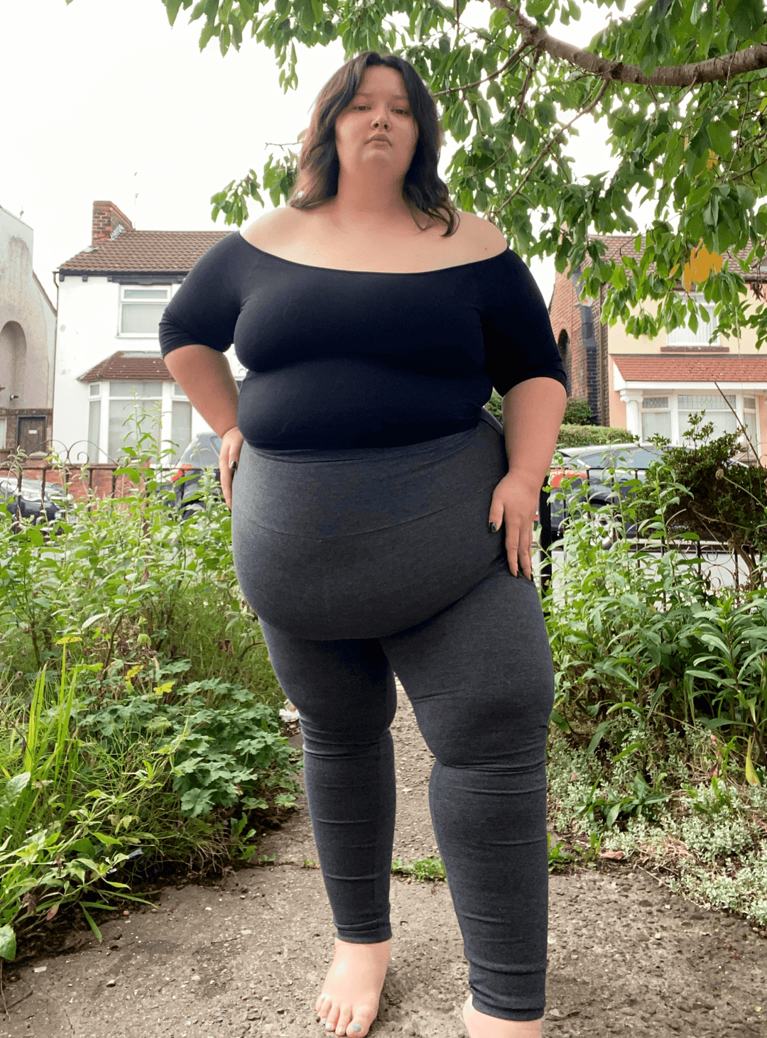 Bardot Mid Crop Top in Black - Manners London