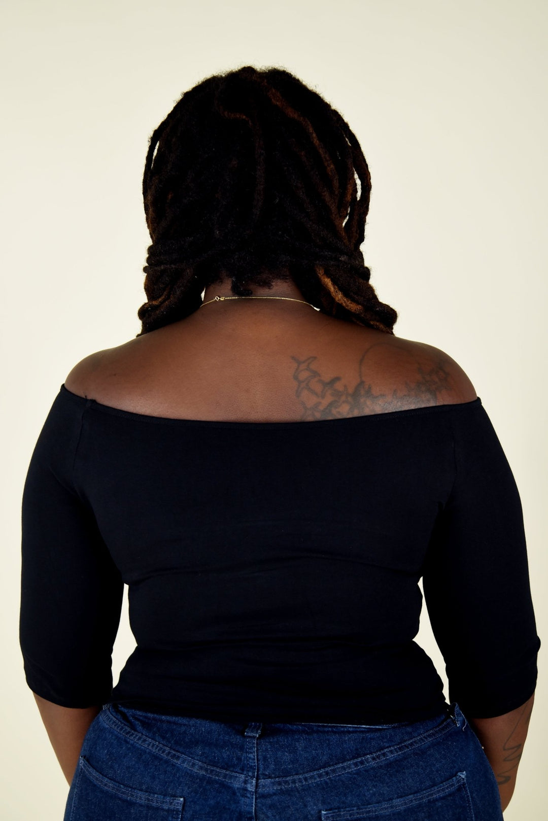 Bardot Mid Crop Top in Black - Manners London