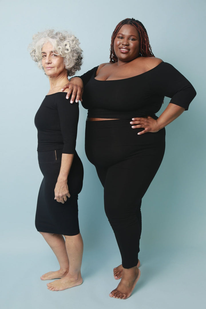 Bardot Mid Crop Top in Black - Manners London