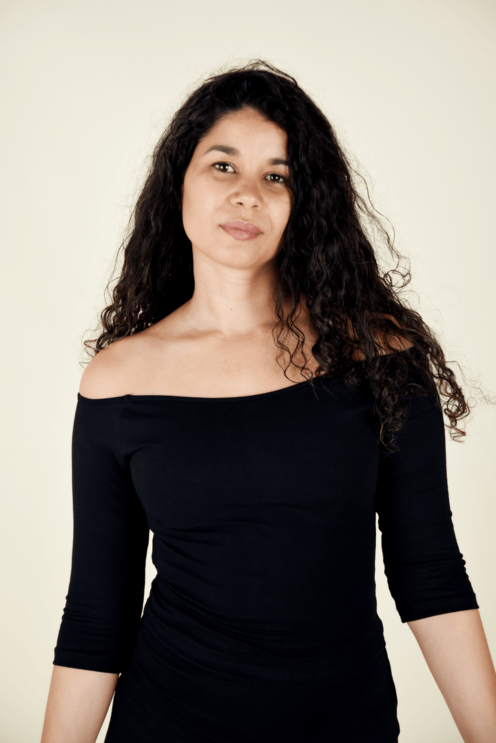 Bardot Mid Crop Top in Black - Manners London