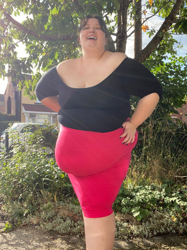 Bardot Mid Crop Top in Black - Manners London