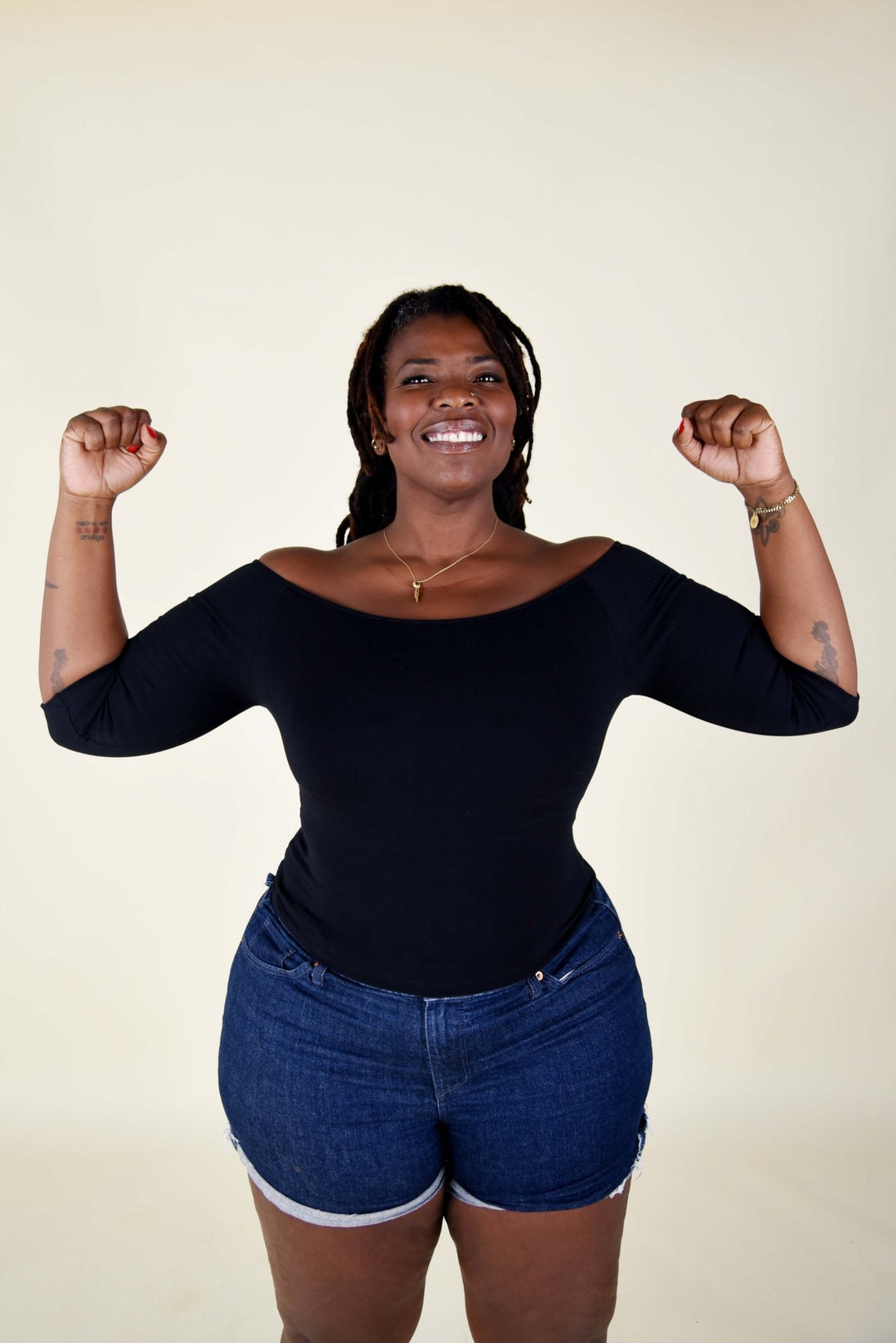 Bardot Mid Crop Top in Black - Manners London