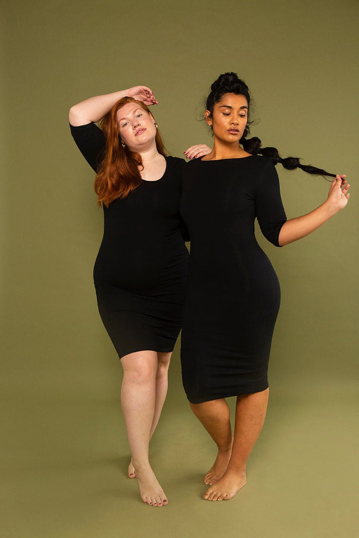 Chama Reversible Pencil Dress in Black - Manners London