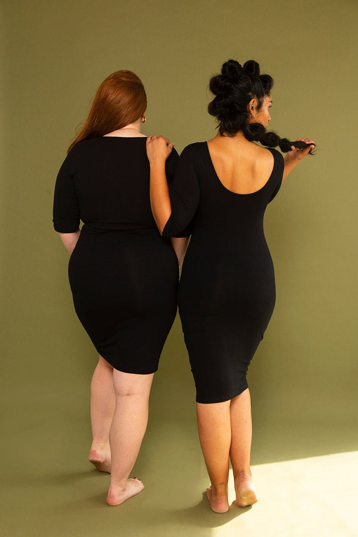 Chama Reversible Pencil Dress in Black - Manners London