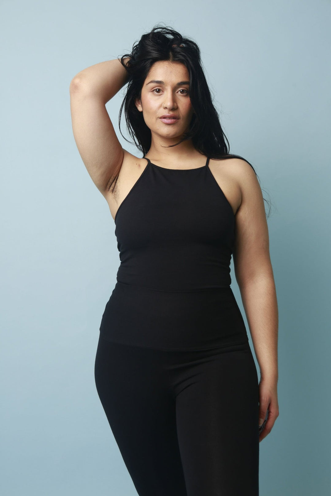 EKA Racer Full Length Top in Black - Manners London