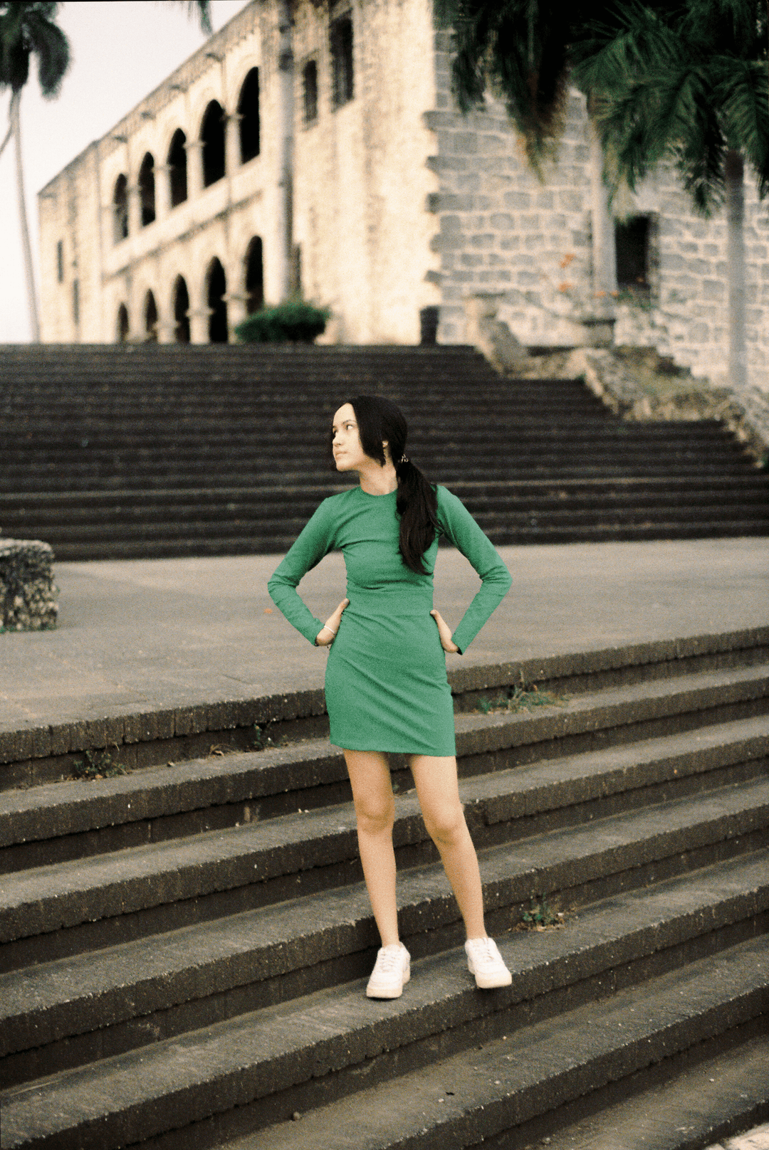 Leki Mini Dress in Grass Green - Manners London