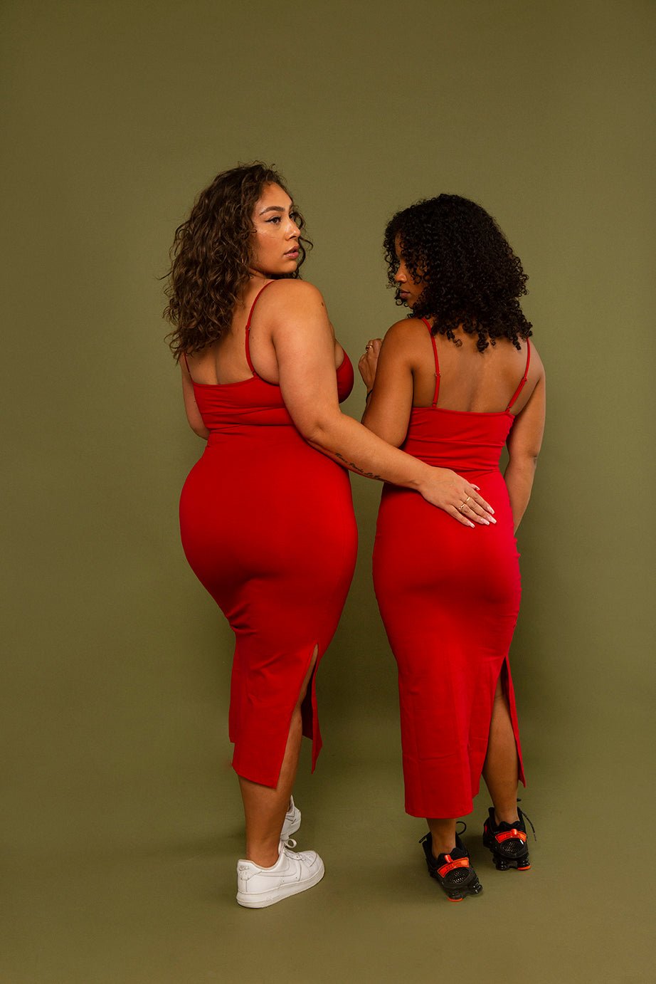 Saffi Midi Dress in Pomegranate Red - Manners London