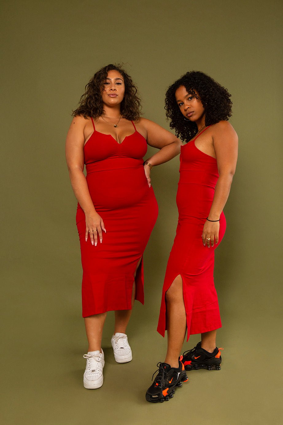 Saffi Midi Dress in Pomegranate Red - Manners London