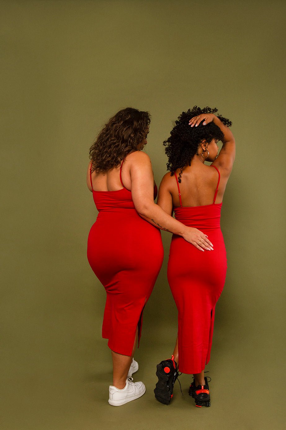 Saffi Midi Dress in Pomegranate Red - Manners London