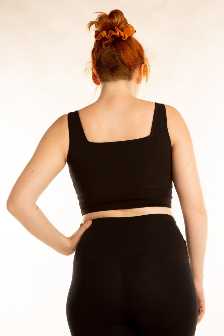 Square Neck Crop Vest in Black - Manners London